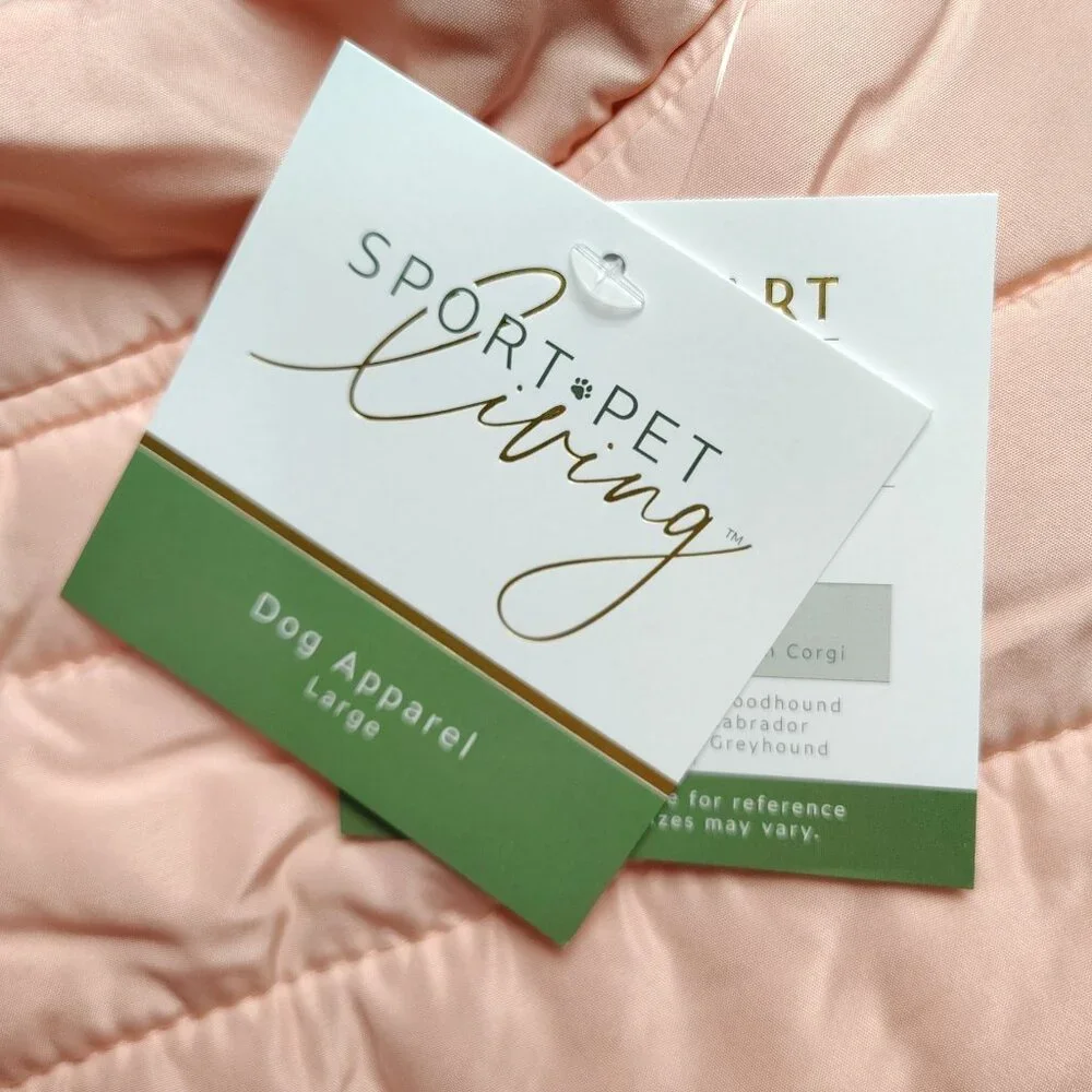Sportpet Living Dog Size Large Pink Quilted Puffer Pet Winter Jacket